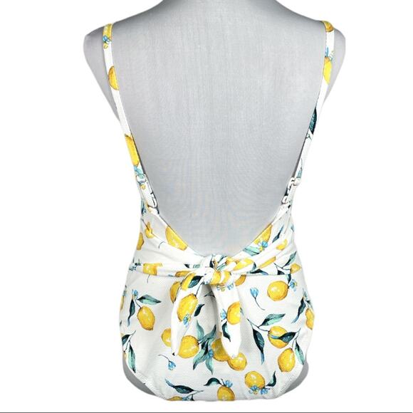 Jessica Simpson Lemons One Piece Swimsuit White Yellow Size Large - Picture 2 of 10